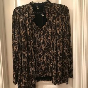 2 piece cocktail jacket & top/ black & gold